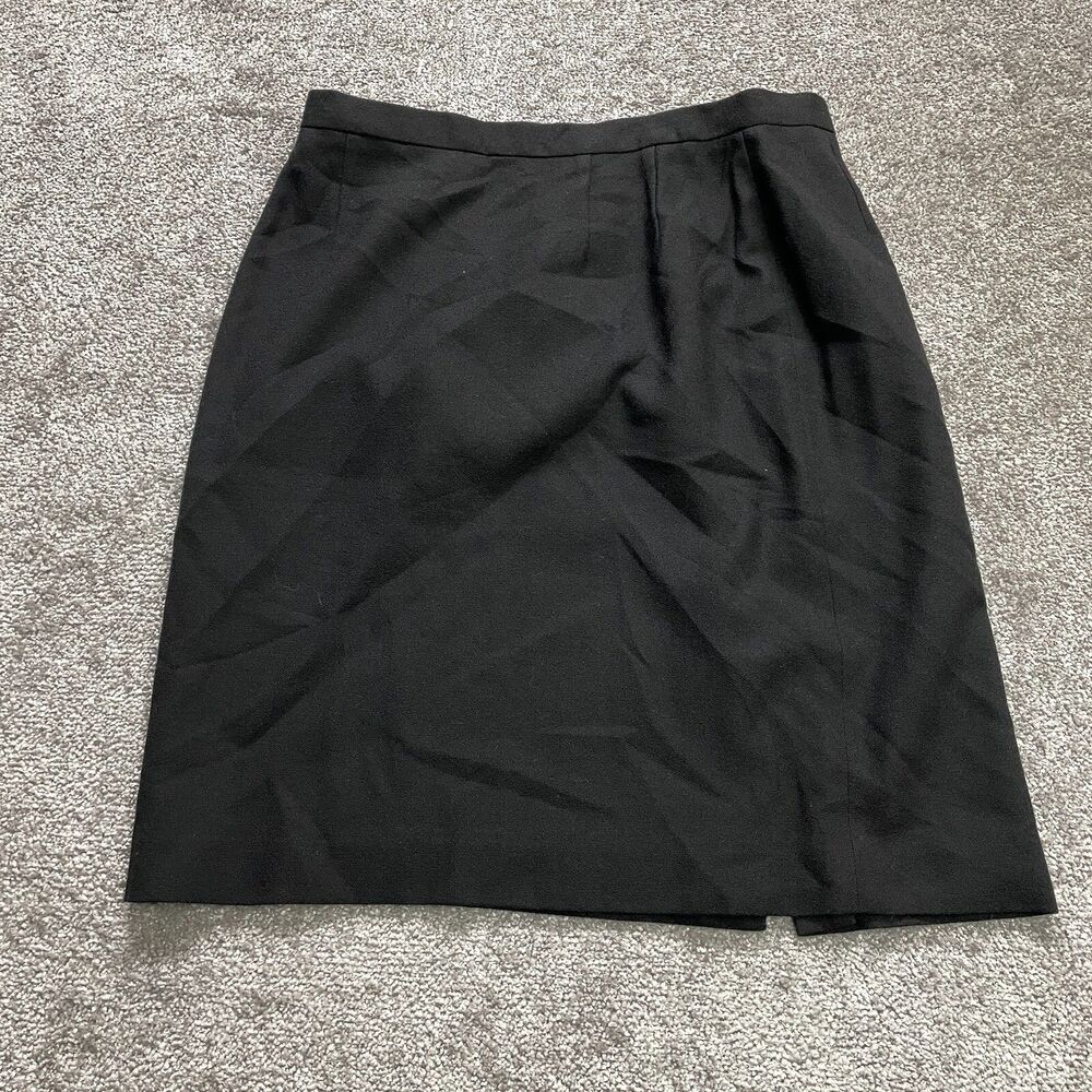 Woolmark Skirt womens 14 Black Straight Pencil Midi Solid Ladies Worsted Wool
